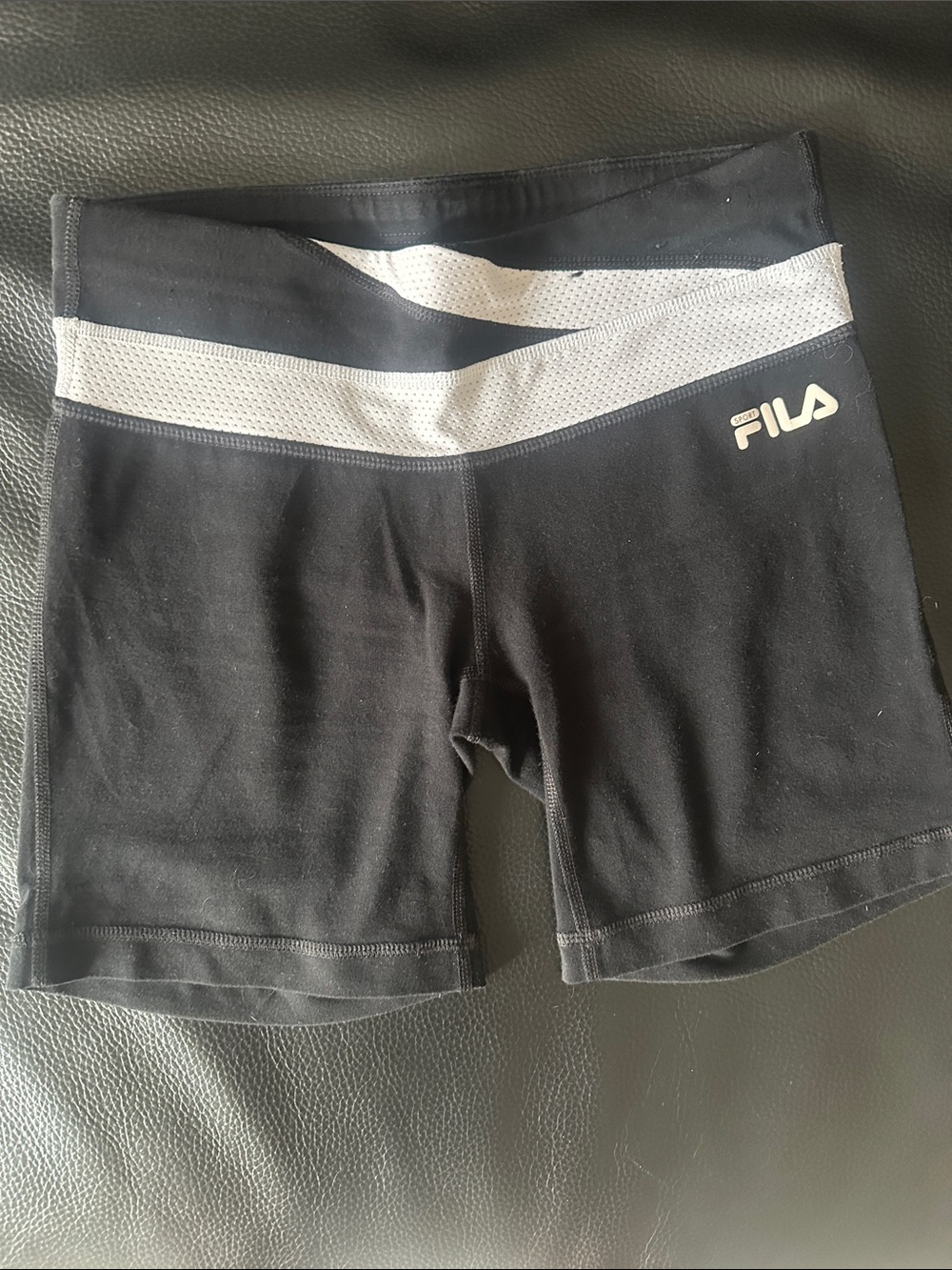 FILA Black Bike Shorts with White Contrast Waistband